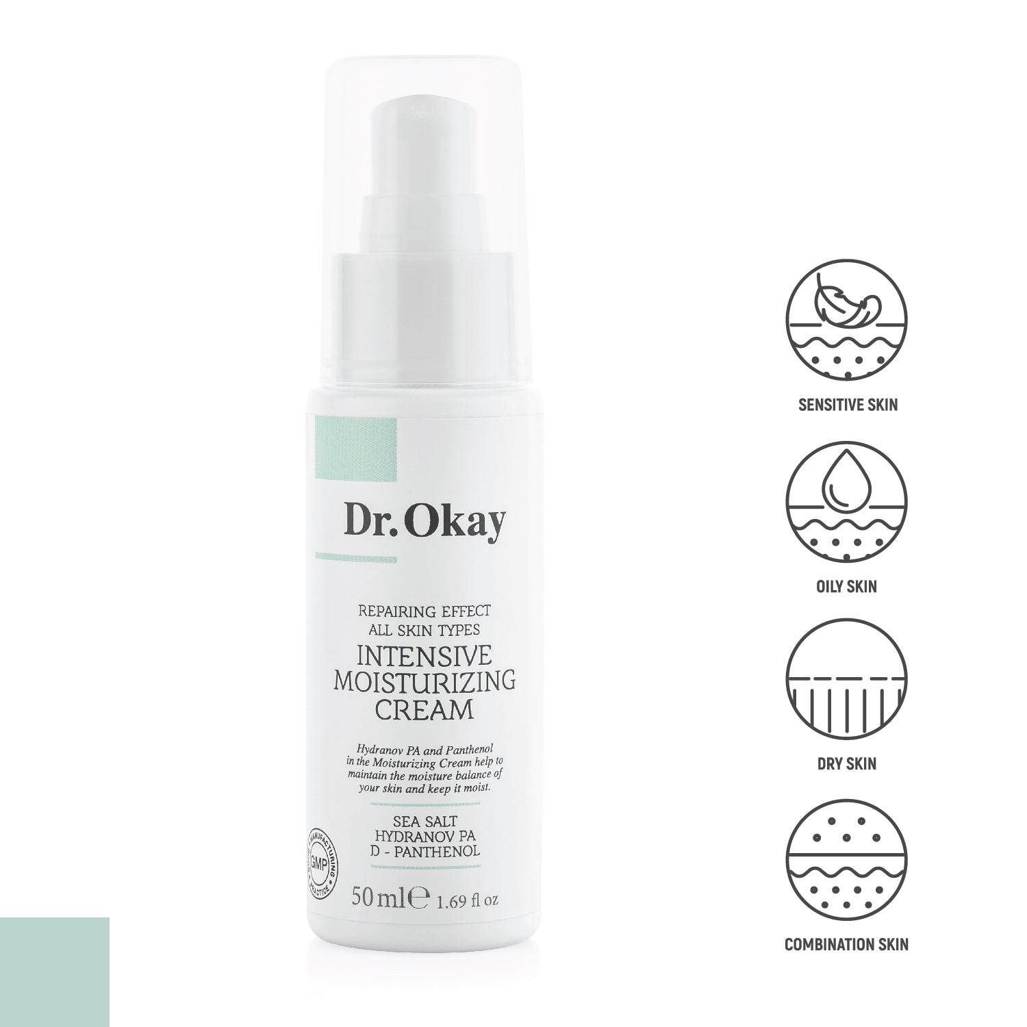 Intensive Moisturizing and Repairing Cream For All Skin Types, with Sea Salt, Hydranov PAD and Panthenol