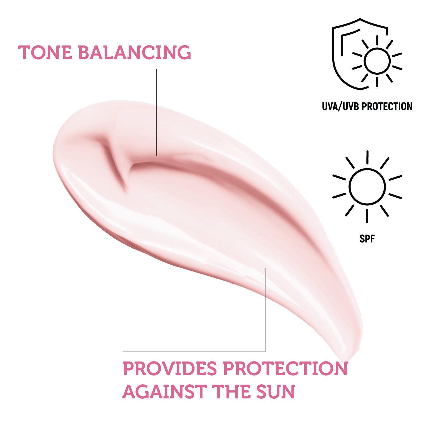 Cremă de Protecție Solară Roz - Pentru Echilibru Tonal, SPF 50+ cu Protecție UVA/UVB