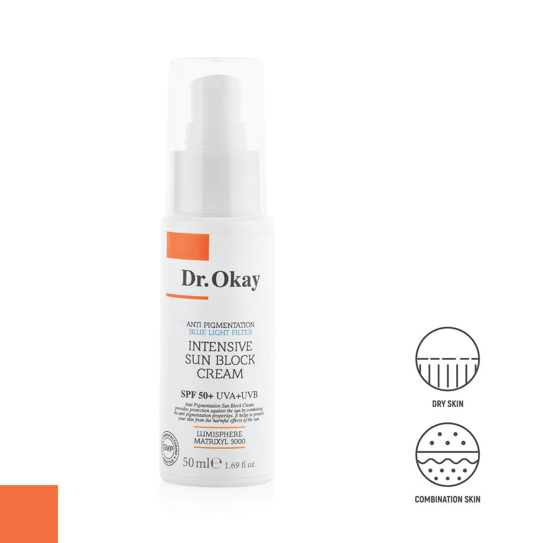 Cremă de Protecție Solară, Intens Anti-Pigmentare cu Filtru de Lumină Albastră, SPF 50+ UVA/UVB