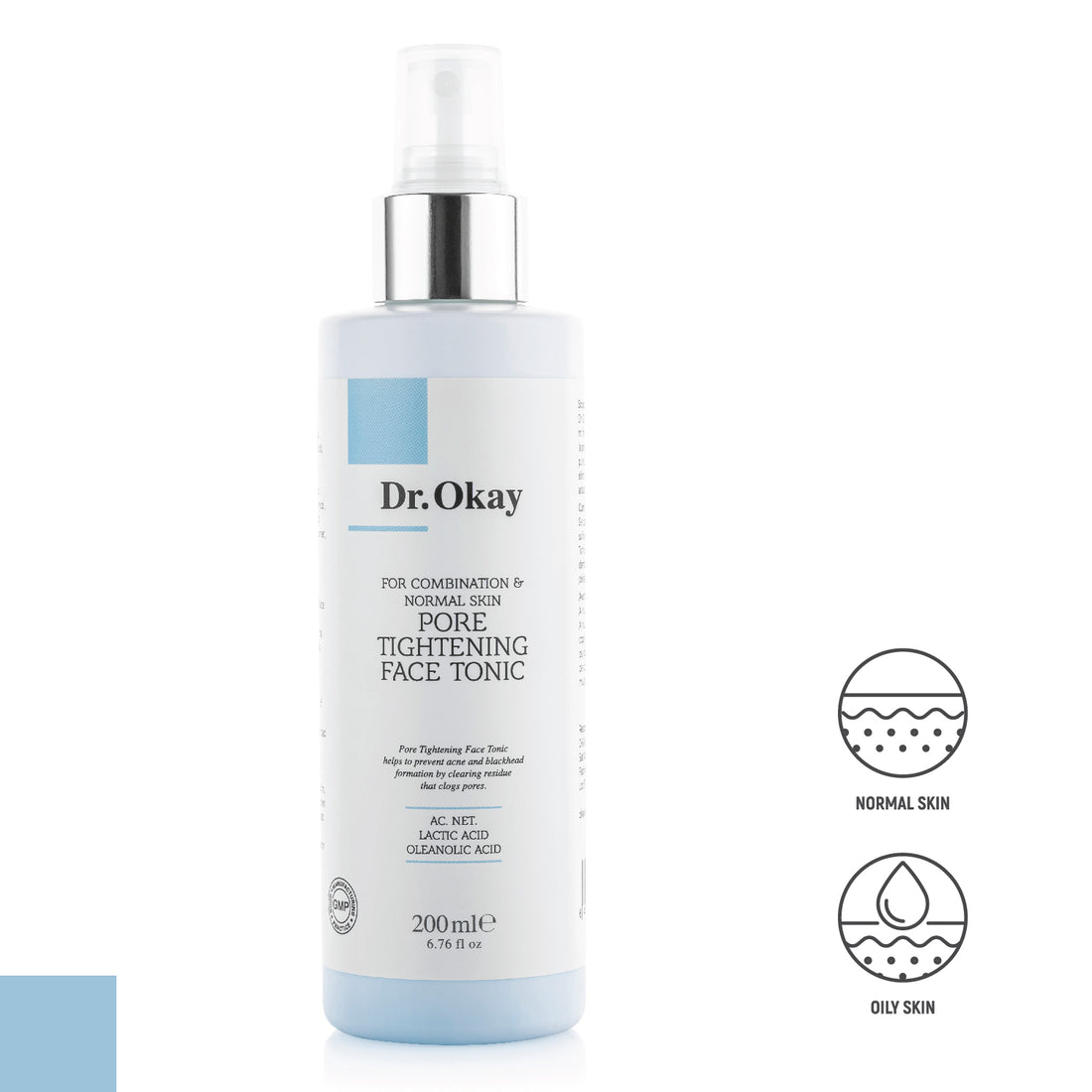 Tonic Facial Pentru Pori Dilatați, Ten Mixt și Normal, cu Acid Lactic și Acid Oleanoic