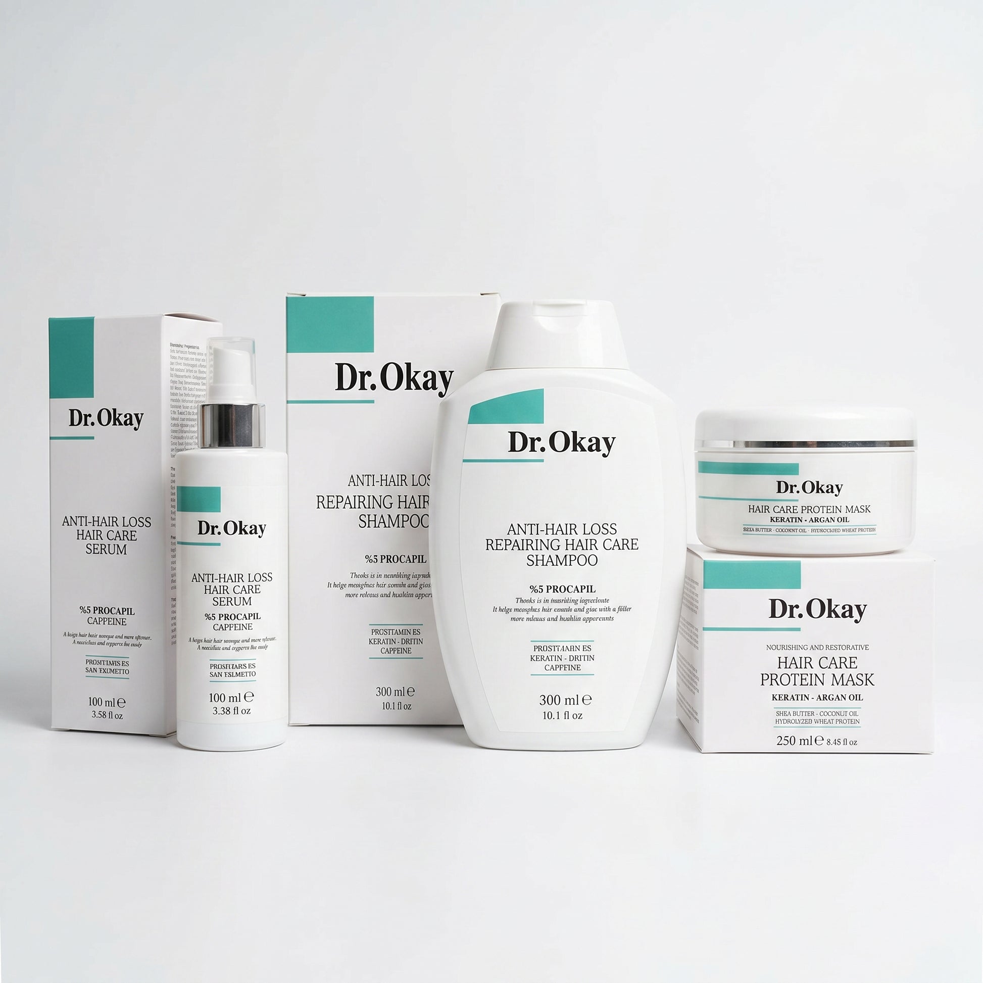 Set Dr. Okay Împotriva Căderii Părului – Șampon, Ser și Mască cu Keratină