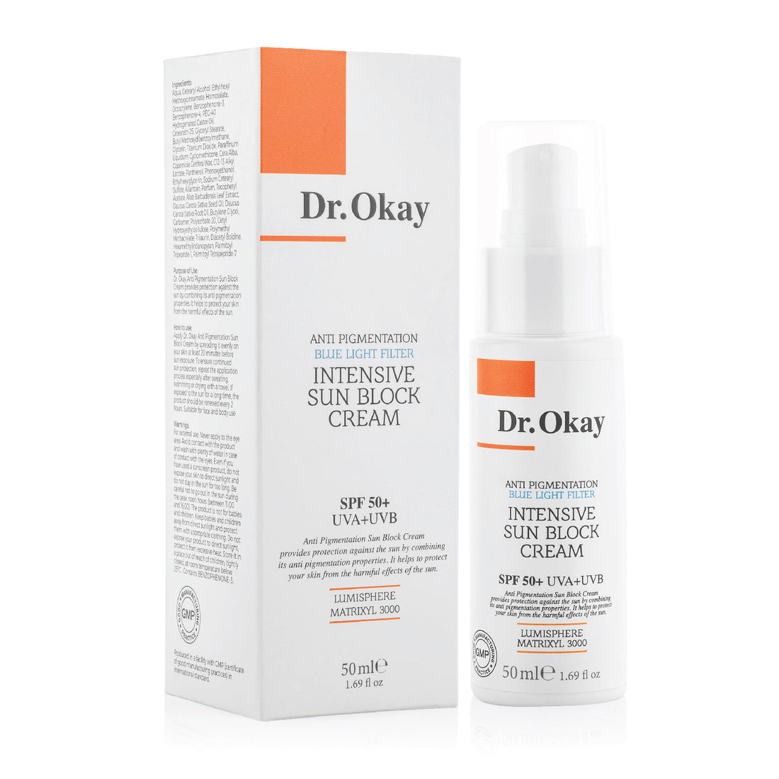 Cremă de Protecție Solară, Intens Anti-Pigmentare cu Filtru de Lumină Albastră, SPF 50+ UVA/UVB