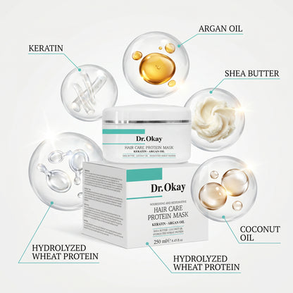 Mască Proteică pentru Reparare și Hidratare cu Keratină și Ulei de Argan Dr. Okay 250ml