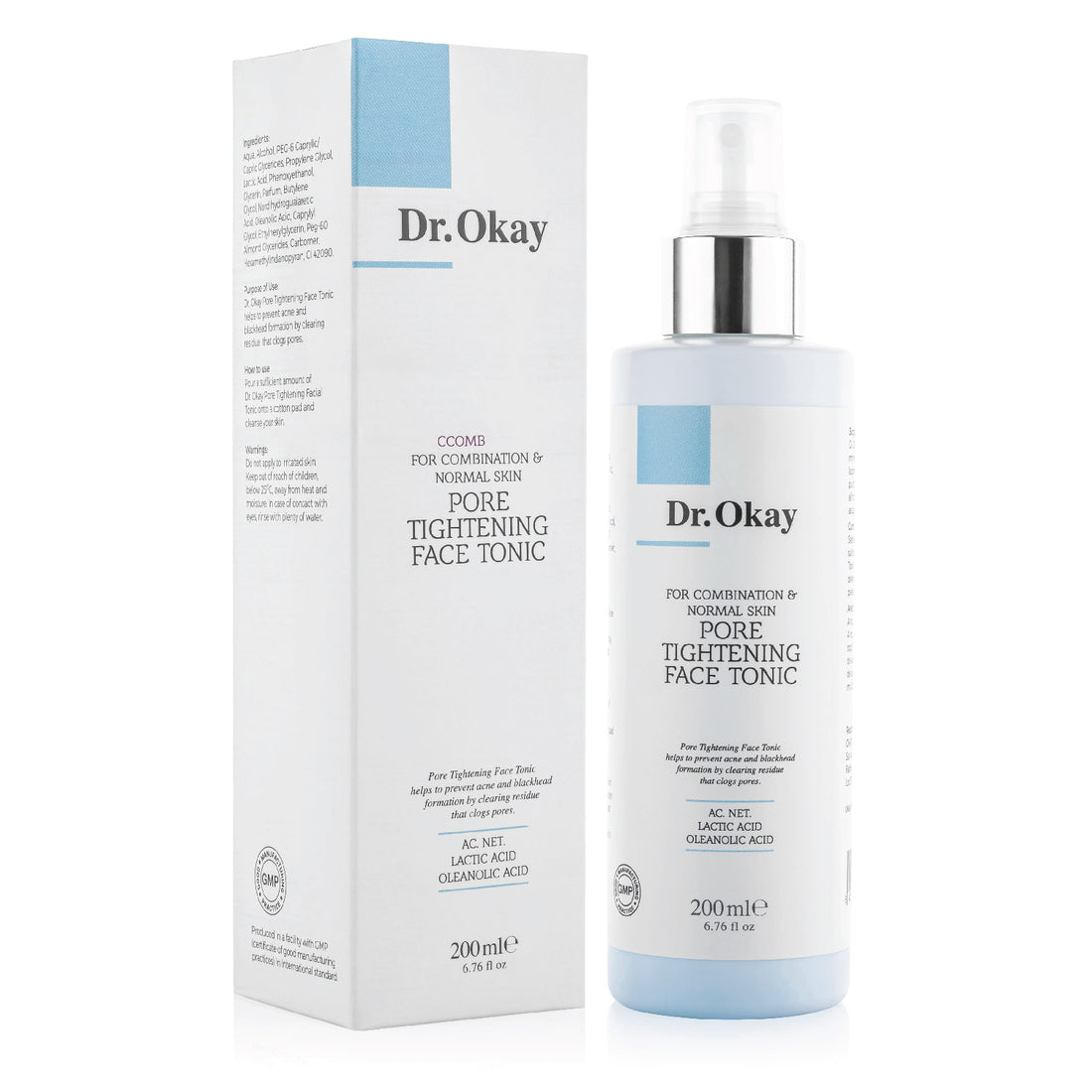 Tonic Facial Pentru Pori Dilatați, Ten Mixt și Normal, cu Acid Lactic și Acid Oleanoic