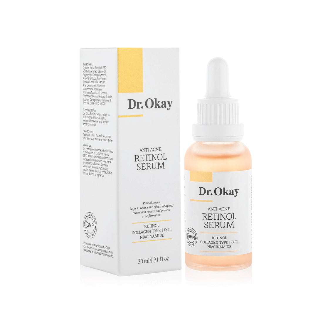 Ser Anti-Acnee cu Retinol, Colagen Tip I &amp; III și Niacinamidă