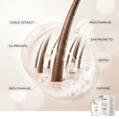 Dr. Okay Garlic Extract Shampoo – Șampon Profesional Anti Hair Loss cu Biotină și Cafeină 300ml